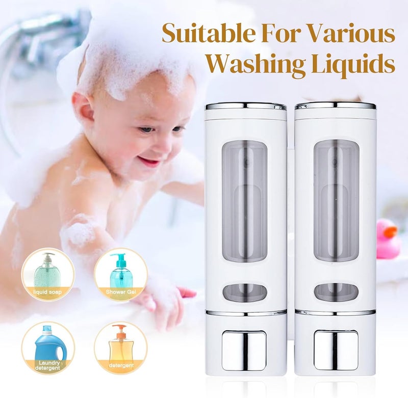 Kytree 2 Shampoo & Conditioner Dispenser Wall Mounted, 400ml Liquid Soap Shower Dispenser Set No Drill, Gel Container Shower Pump Dispenser, Conditioner Body Wash Dispenser Set for Bathroom Hotel Home - Image 5